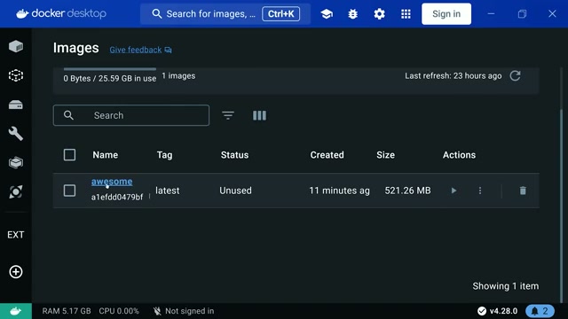 Docker Scout UI showing security vulnerability scanning results with severity ra