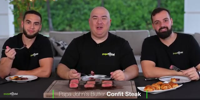 The crew's reaction to the winning steak, genuine shock and smiling that capture