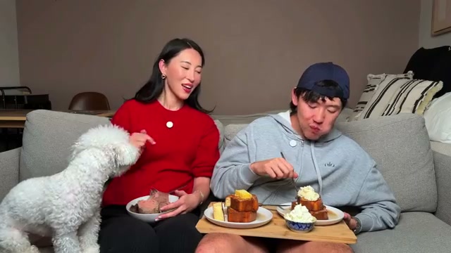 Husband's genuine surprise reaction on first bite, the moment that sells the rec