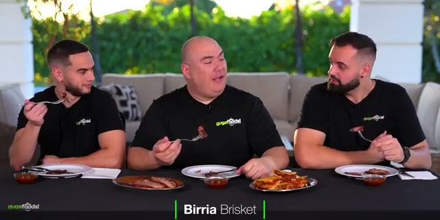 First bite reaction from the group, genuine wow moment with the sliced birria br